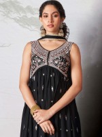 Black Rangoli Georgette Anarkali Salwar Kameez